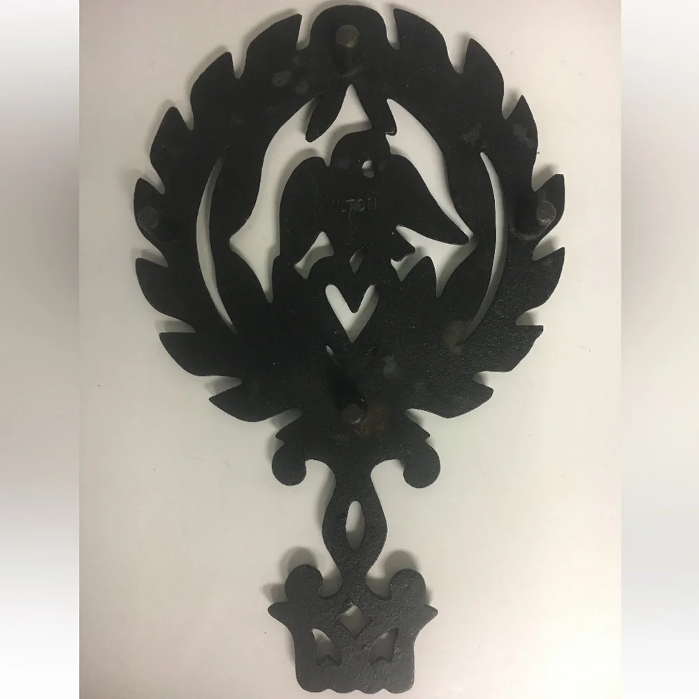 Wilton Cast Iron T-11 Cupid and Eagle & Laurel Wreath Design Trivets Set of Two